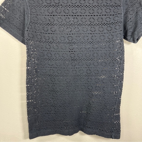 MEDIUM VINTAGE BLACK LACE SHORT SLEEVE SWIM TEE GOTH RETRO 90s STRETCH - Picture 3 of 7